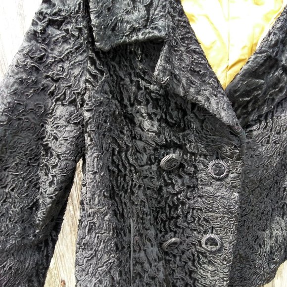 Vintage black persian lamb cropped cocktail jacket 3/4 sleeves - Picture 6 of 11